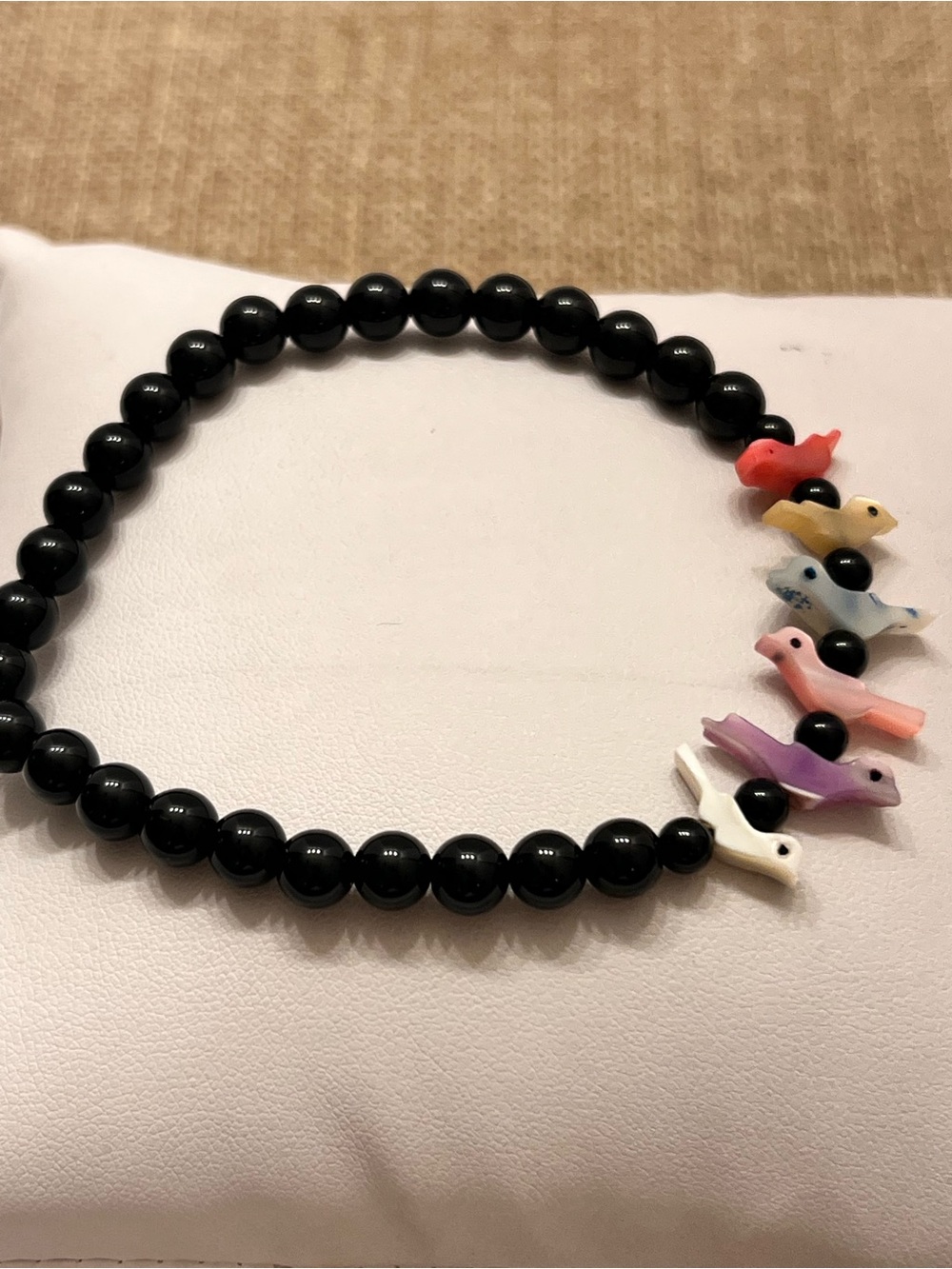 Unisex Heishi Bracelet With Multicolor Birds